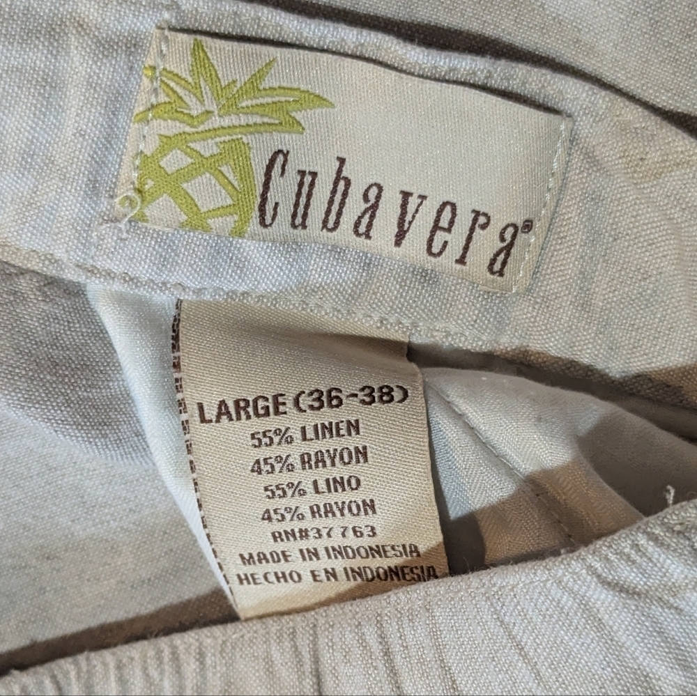 Cubavera Mens Large Linen Beige Straight Leg Drawstring Pant Coastal Preppy - Picture 4 of 7